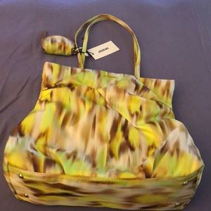 Jason Wu Lyla Soft Nylon Tote Bag Watercolor Floral Yellow NWT
